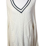 Hollister  Preppy  V-Neck Cream White Cable Knit Sweater Medium Oversized Tennis Photo 0
