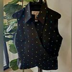 Jessica Howard Polka Dot Criss-Cross Taffeta Top Black Large  Cocktail Formal Photo 0