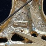 REN signed Vintage Skating Brooch Pin Gold Photo 2