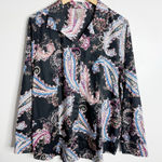 Chico's  Paisley Print‎ Black Multi Long Sleeve Blouse No Iron 16/18 Chico Size 3 Photo 0