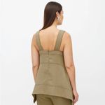 Proenza Schouler White Label Plunge Rumpled Pique Top In Khaki Photo 3