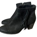 Ecco Black Fringe Leather Ankle Boots Chunky Heel Womens Sz US 9.5/40 Western Photo 0