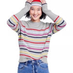 [La Ligne x Target] Gray Rainbow Striped Long Sleeve Crew Neck Sweater Size 2X Photo 0