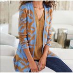 Soft Surroundings  medium cardigan long sleeve brown and blue style# 2CY45 Photo 6