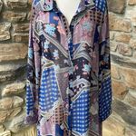 Umgee Boho Print Long Sleeve Tunic or Dress Blue & Pink Photo 1