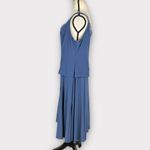 Alex Evenings Tea Length Dress Women's Petite 14P Blue Sequin Beaded Trim Photo 3
