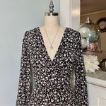 Lulus Fall Into You Black Floral Print Long Sleeve Wrap Dress Medium Photo 3