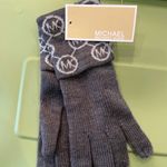 Michael Kors Argyle MK Logo Monogram Knit Gloves Charcoal Gray NEW Photo 1