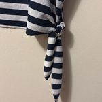 Michael Kors  Blue and White Boxy Tie Front T-Shirt Photo 3