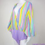 Eloquii NEW  rainbow‎ Stripe Surplice Bodysuit, size 18 Photo 12