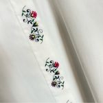 Vintage Floral Embroidered Shirt Long Sleeve Women White Size 14 Petite Blouse White Photo 4