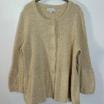 Vintage 90s Coldwater Creek Wool Blend Peplum Bell Sleeve Cardigan Sweater 1X Tan Photo 0