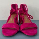 Gianni Bini Rhiaann Ankle Tie Pink Fuchsia Suede Block Heel Sandals Photo 2