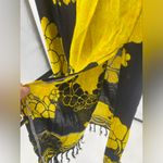 Long floral maxi coverup, tropical with‎ fringe Yellow Size undefined Photo 2