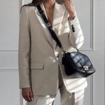 ZARA  BEIGE STONE STRAIGHT TAILORED BLAZER WITH POCKETS BLOGGER FAVORITE LARGE L Photo 0