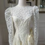 Vintage 80s Elaine’s Victorian Bridal Tea Midi Length Ivory Dress and Cape S White Photo 9