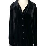 VINTAGE 90s ELLEN FIGG Black Velvet Shirt with Satin Trim Size 12 Photo 6