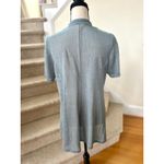 Eileen Fisher Light Blue Metallic Organic Linen Short Sleeve Long Line Cardigan Photo 3