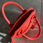 Bebe Fabiola Dome Logo Satchel Crossbody Handbag, Ruby Red Orange Excellent Photo 2