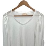Nation Ltd Womens Puff Sleeves V-Neck Slub Pima Cotton Long Sleeve Top White XS Photo 1