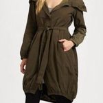 Eileen Fisher Bubble Hem Funnel Neck Belted Trench Coat Jacket Olive Size XS Photo 0