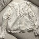 Evereve  Cream Ruffled Buttoned Blouse Photo 3