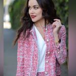 ZARA  Tweed TEXTURED WEAVE CARDIGAN JACKET W/ FRAYED DETAIL w/ Gold Pearl Buttons Photo 2