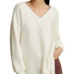 Pilcro Anthropologie  Teddy V-Neck Slouchy Pullover Tunic‎ Sweater Ivory Size XS Photo 0