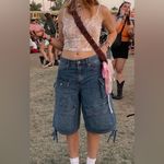 Y2K Cargo Short Knee Length Vtg 90s Capri Bermuda Baggy Streetwear Grunge Skater Green Size 16 Photo 11