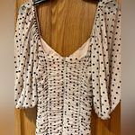 re:named  Cream w/ Black Polka Dots Ruched Lined Bodycon Mini Dress Size‎ Small Photo 7