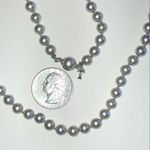 Trifari  Vintage Elegant Pale Gray Faux Pearl Beaded Boho Necklace Photo 3