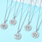 Silver Initial Crystal Pendant Necklace A Photo 5