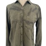 Rails  Ingrid Raw Button Down Shirt Top Tie Dye‎ Olive Green Black Size XS Photo 4