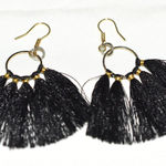 Source Unknown In Vogue Hipster Grunge 2.5" Black Tassel Drop Gold Tone Accents Hook Earrings Photo 0