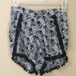 Orange Creek Black & White Print Shorts Pom Poms Small Photo 2