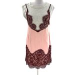 Anthropologie  Maeve Lace Sleeveless T Shirt Slip Dress Side Zip Pink Grey SP Photo 1
