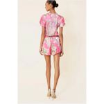 Hale Bob Pink SIlk Floral Paisley Ruffle Double Breasted Romper Size XS NWT Photo 2