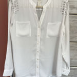 Chico's white button-down blouse with rhinestone bling glam Christmas party top 1 Photo 0
