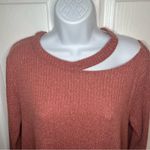 Cotton Emporium Ripped Neck Sweater Dress Cutout Swing Knit Mocha Pink M Photo 4