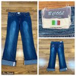 Funky Vintage 90s B. Cool Italian Made Bling Cuff Jeans! Blue Size 14 Photo 1