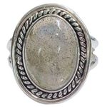 Sterling Silver 925  Labradorite Cable Style Frame Oval Shape Ring Sz 7.5 Photo 0