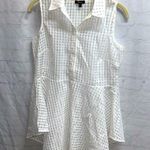 cupio  | White Sleeveless Button Up Sheer Peplum Top | Size Small Photo 0