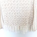 BKE Y2K‎  Womens Sweater Size M Beige Crochet Knit Lace Long Sleeve Boho Cottage Photo 2