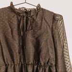 SheIn Black Swiss Dot Frill Tie Neck Ruffle Hem Maternity Dress. Size Medium Photo 2