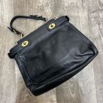 Talbots  Black Snakeskin Double Turn Lock Leather Satchel Bag Photo 3