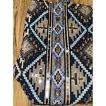 Anthropologie Stephanie Nicole Womens Southwestern Tote Bag Large Blue Silver Photo 2