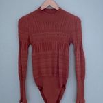 Free People NWT  Orange Pointelle Me About It Bodysuit Size Medium Photo 2