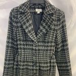 Loft Black and Gray Trench Coat with Houndstooth Pattern Photo 4