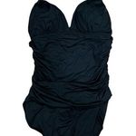 Ruched bathing suit one piece halter gold hardware large NEW no tags stretch Photo 0