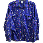 Jaclyn Smith  Purple Key Pattern Long-sleeve Button Up XL 80's 90's Style Photo 0